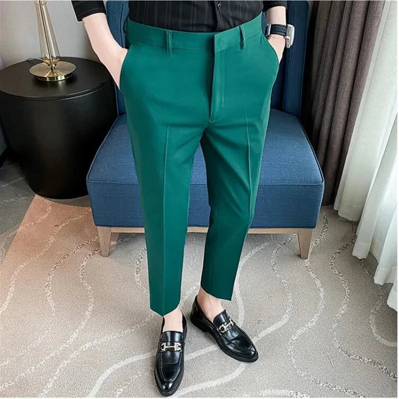 Men's High Waist Slim Fit Suit Pants