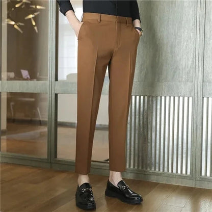 Men's High Waist Slim Fit Suit Pants
