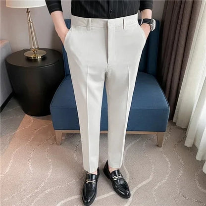 Men's High Waist Slim Fit Suit Pants