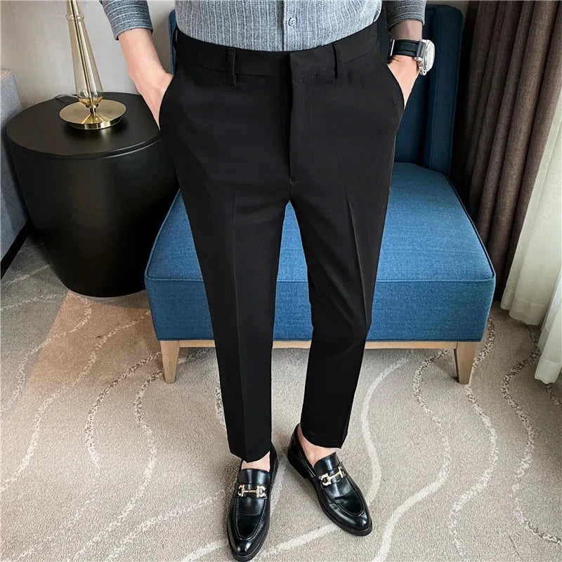 Men's High Waist Slim Fit Suit Pants