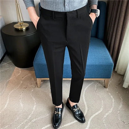 Men's High Waist Slim Fit Suit Pants