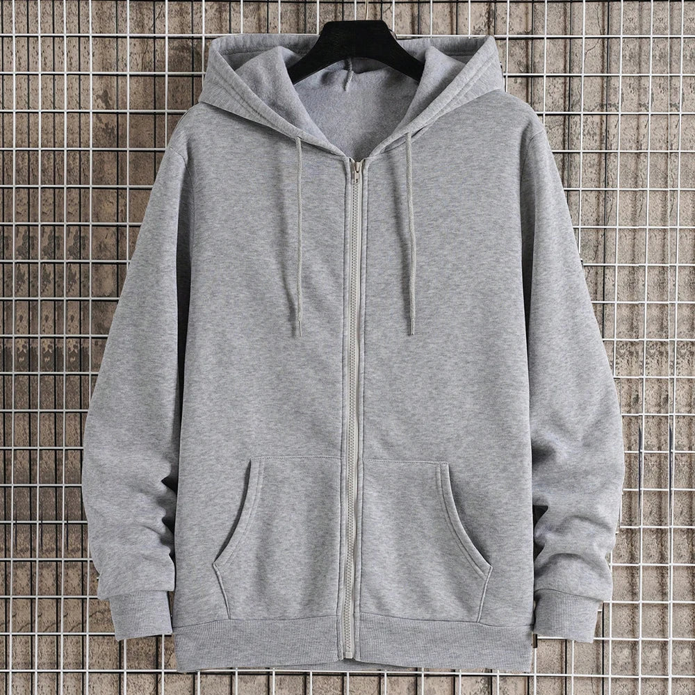 Autumn Men's Hoodie Jacket: Zipper Closure & Casual Fit
