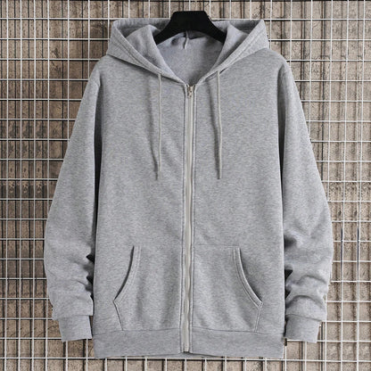Autumn Men's Hoodie Jacket: Zipper Closure & Casual Fit
