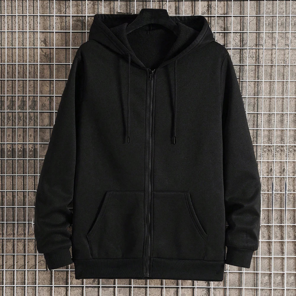 Autumn Men's Hoodie Jacket: Zipper Closure & Casual Fit
