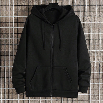 Autumn Men's Hoodie Jacket: Zipper Closure & Casual Fit
