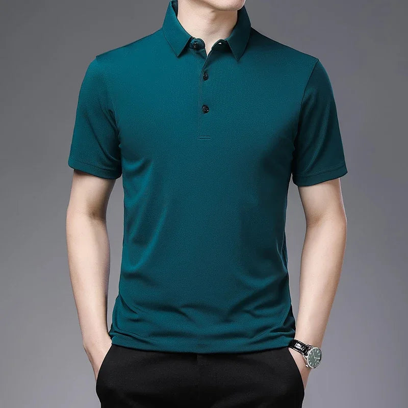 Men's New Solid Color Business Casual POLO Shirt
