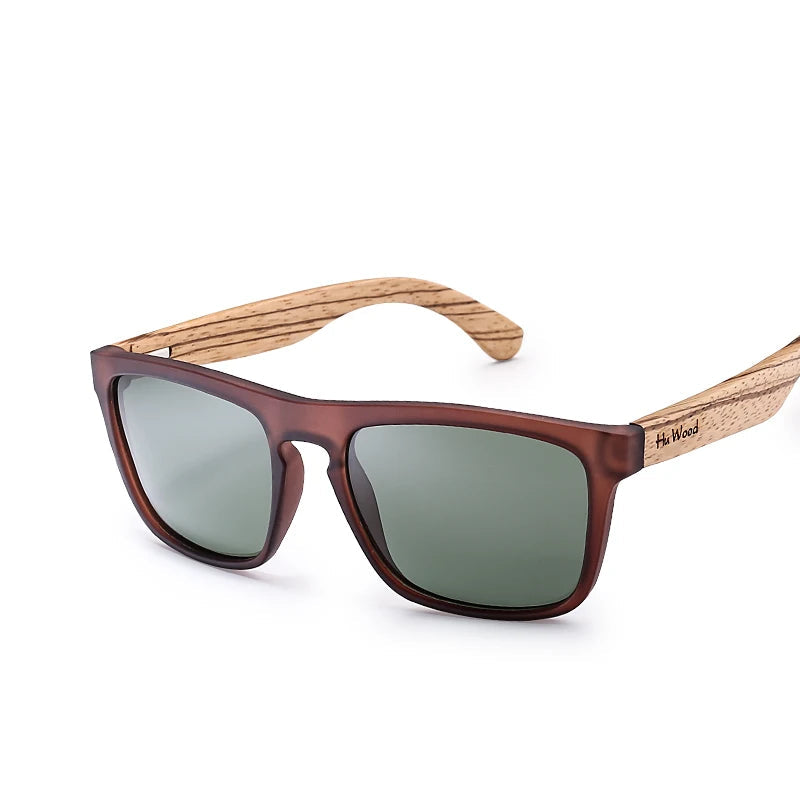 Men's Oval Face UV400 Wood Polarized Sunglasses