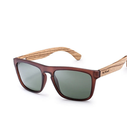 Men's Oval Face UV400 Wood Polarized Sunglasses