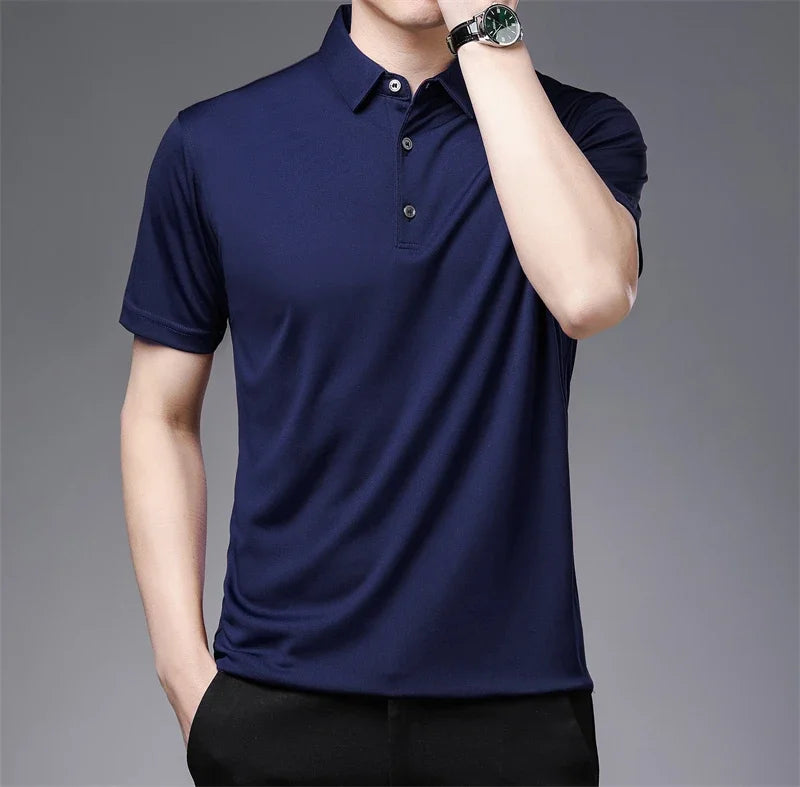 Men's New Solid Color Business Casual POLO Shirt
