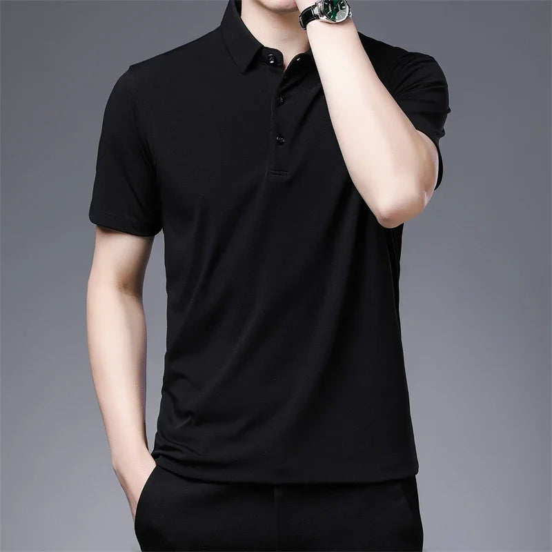 Men's New Solid Color Business Casual POLO Shirt
