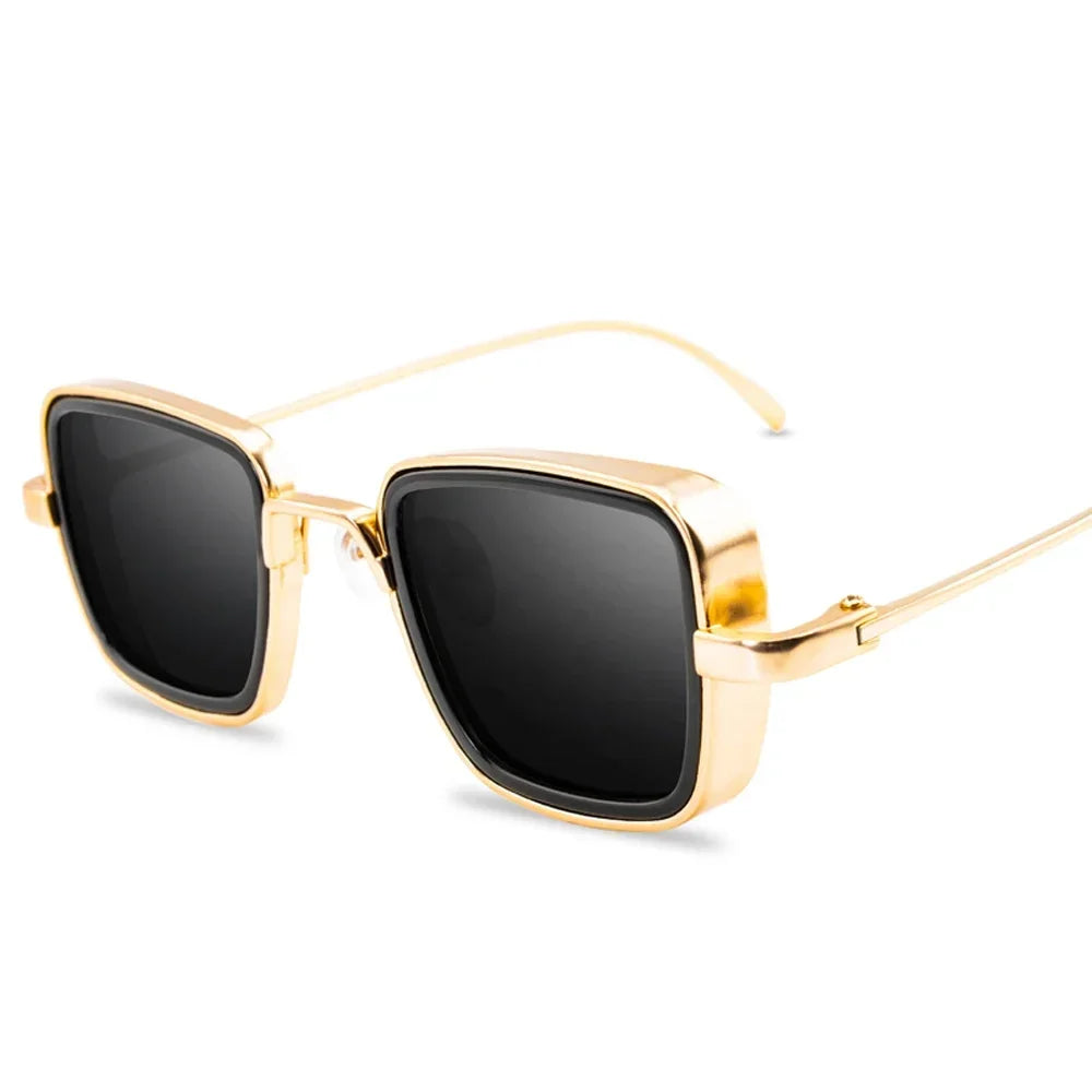 Men's Rectangle UV400 Retro Steampunk Sunglasses