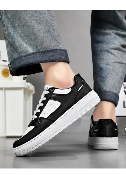 Men Casual Leather Comfortable Flat Slip-on White Shoes
