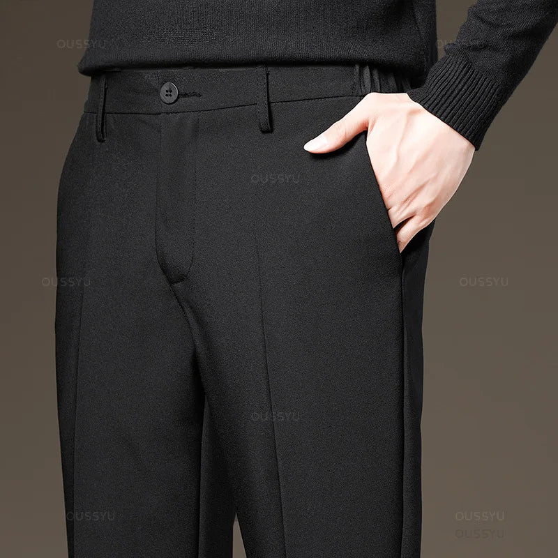 Men's Slim Business Suit Pants - Elastic Waist
