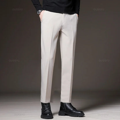 Men's Slim Business Suit Pants - Elastic Waist
