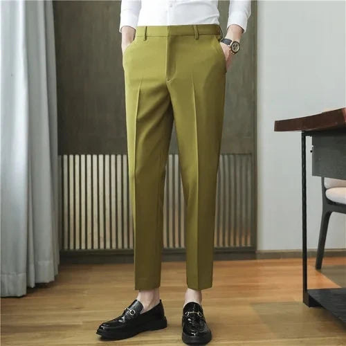 Men's High Waist Slim Fit Suit Pants