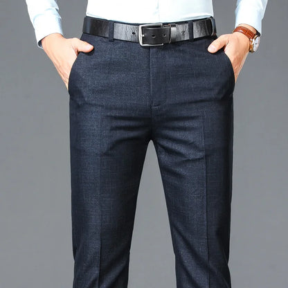 Men's Solid High Waist Business Casual Suit Pants