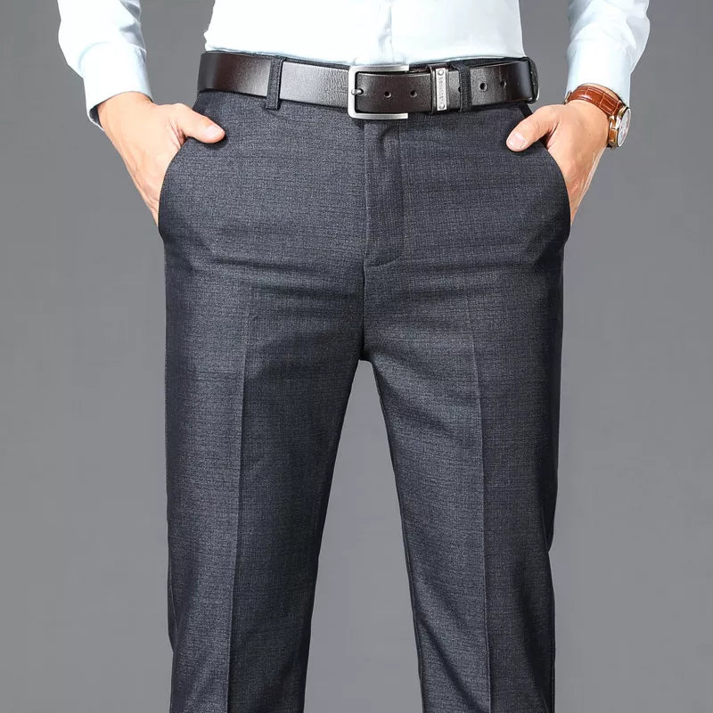 Men's Solid High Waist Business Casual Suit Pants