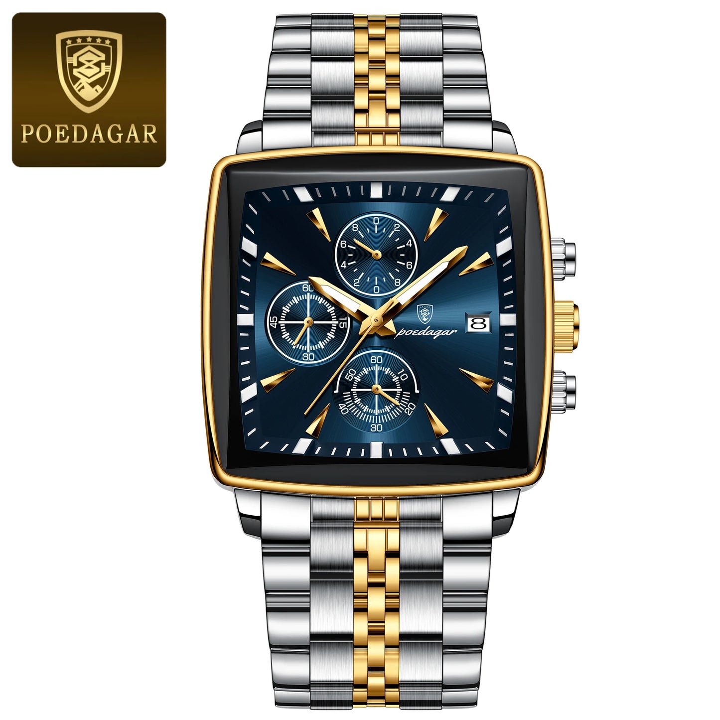 Luxury Square Men's Stainless Steel Wristwatch