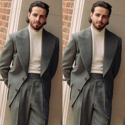 Men's Two-Piece Suit - Blazer & Pants - Wide Lapel
