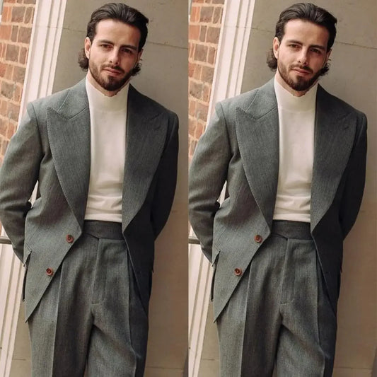 Men's Two-Piece Suit - Blazer & Pants - Wide Lapel
