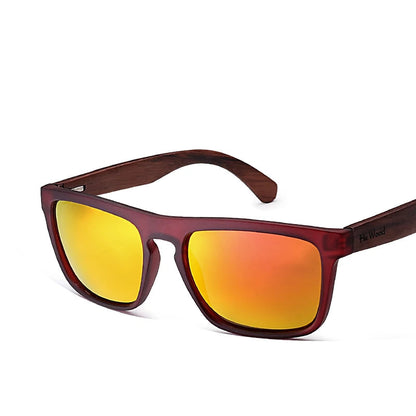 Men's Oval Face UV400 Wood Polarized Sunglasses