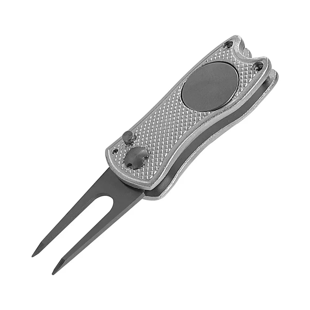 Metal Foldable Golf Divot Repair Tool & Pop-up Button