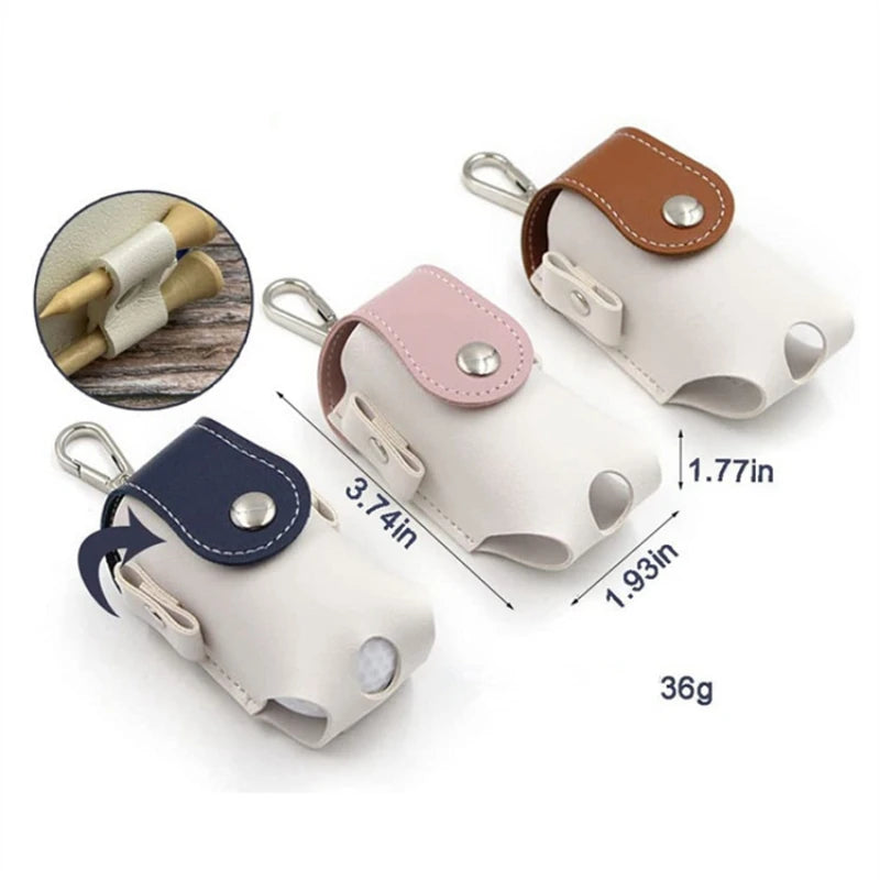 Mini PU Leather Golf Ball Bag with Tees