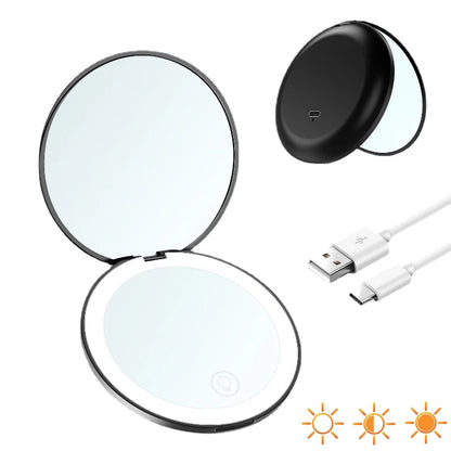 Mini Portable 2-Sided Magnifiying Folding Travel Mirror