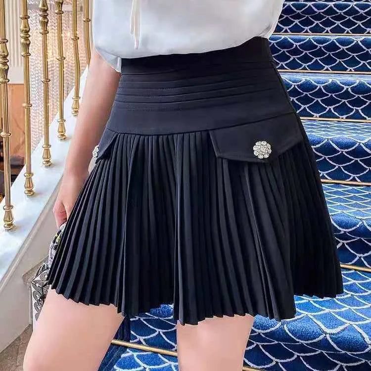 Summer White Pleated Mini Skirt for Women
