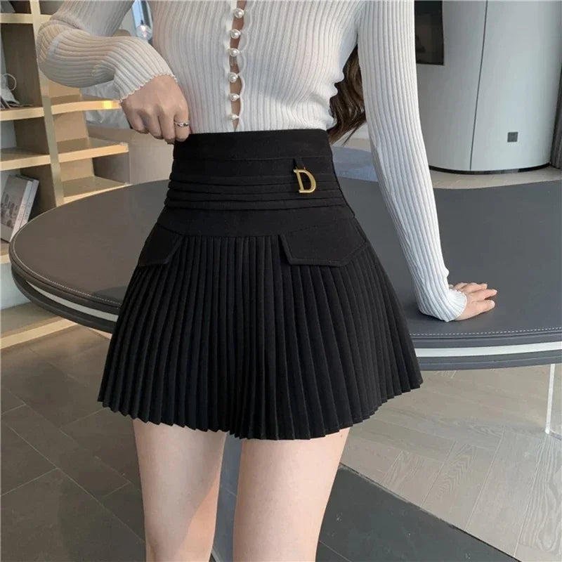 Summer White Pleated Mini Skirt for Women
