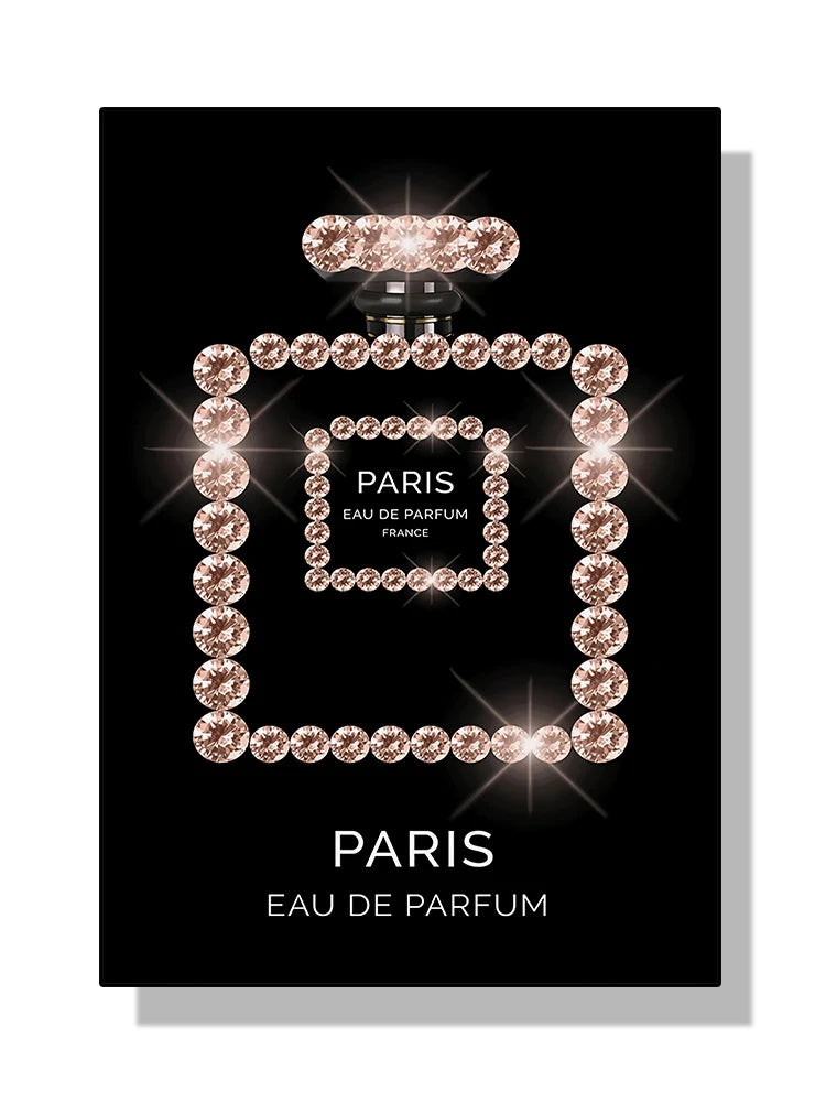 Modern Coco Perfume Canvas Wall Art for Girls