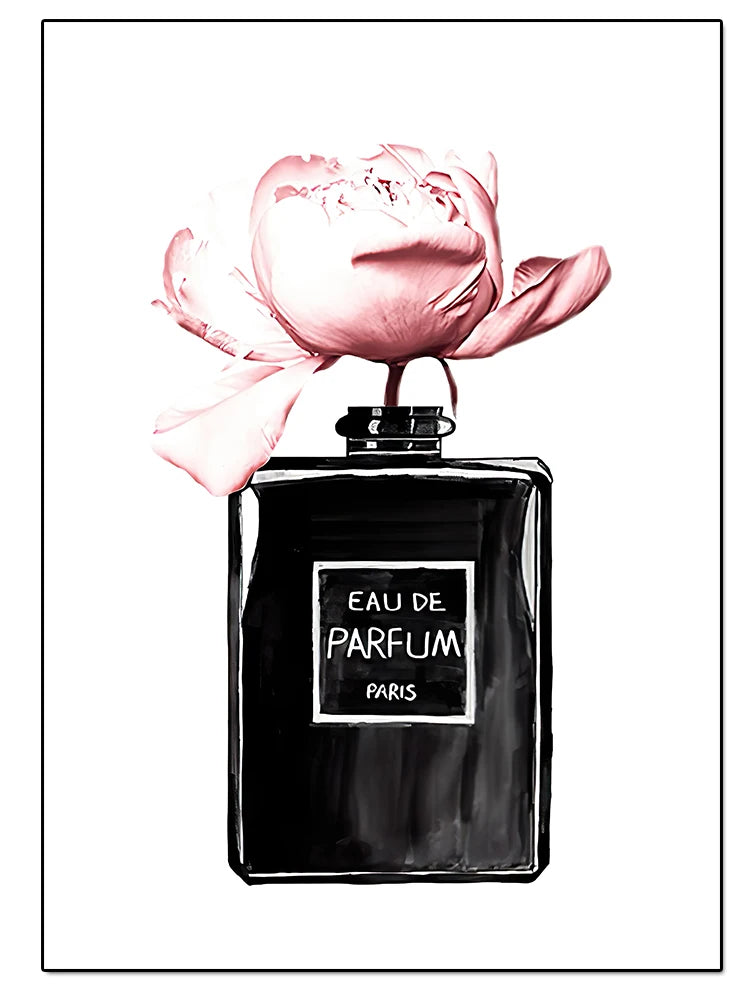 Modern Coco Perfume Canvas Wall Art for Girls