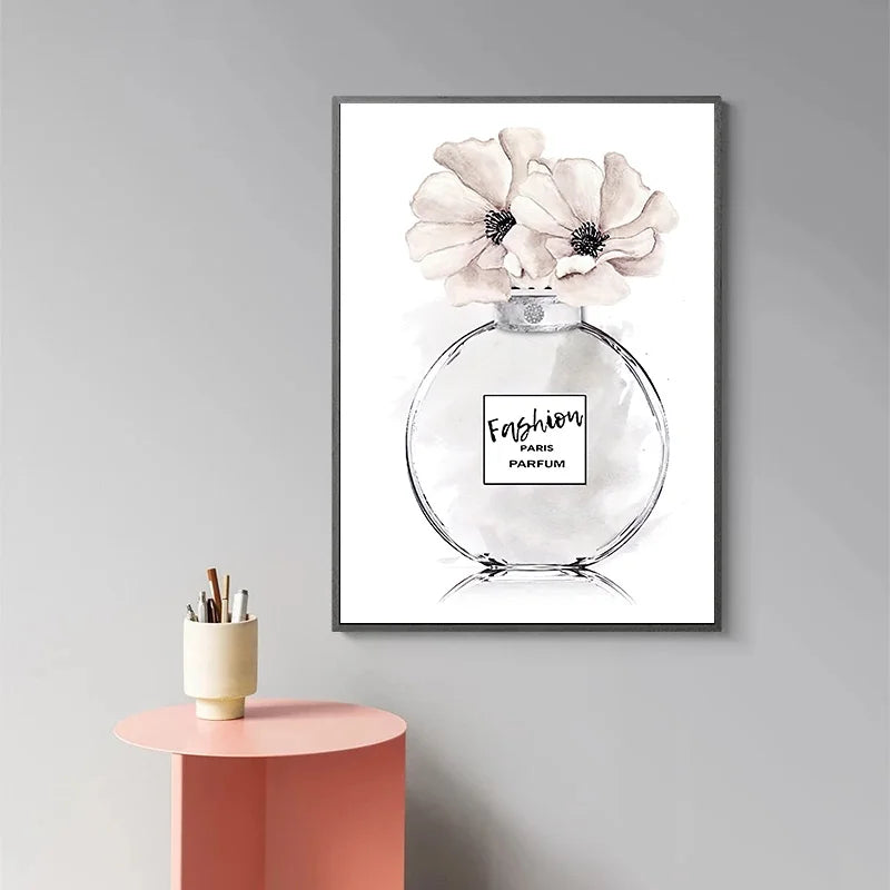 Modern Coco Perfume Canvas Wall Art for Girls