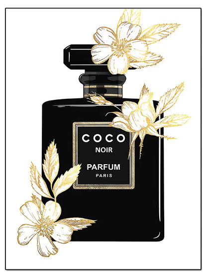 Modern Coco Perfume Canvas Wall Art for Girls