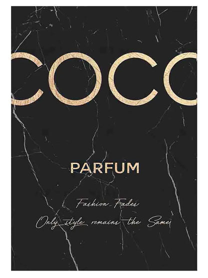 Modern Coco Perfume Canvas Wall Art for Girls