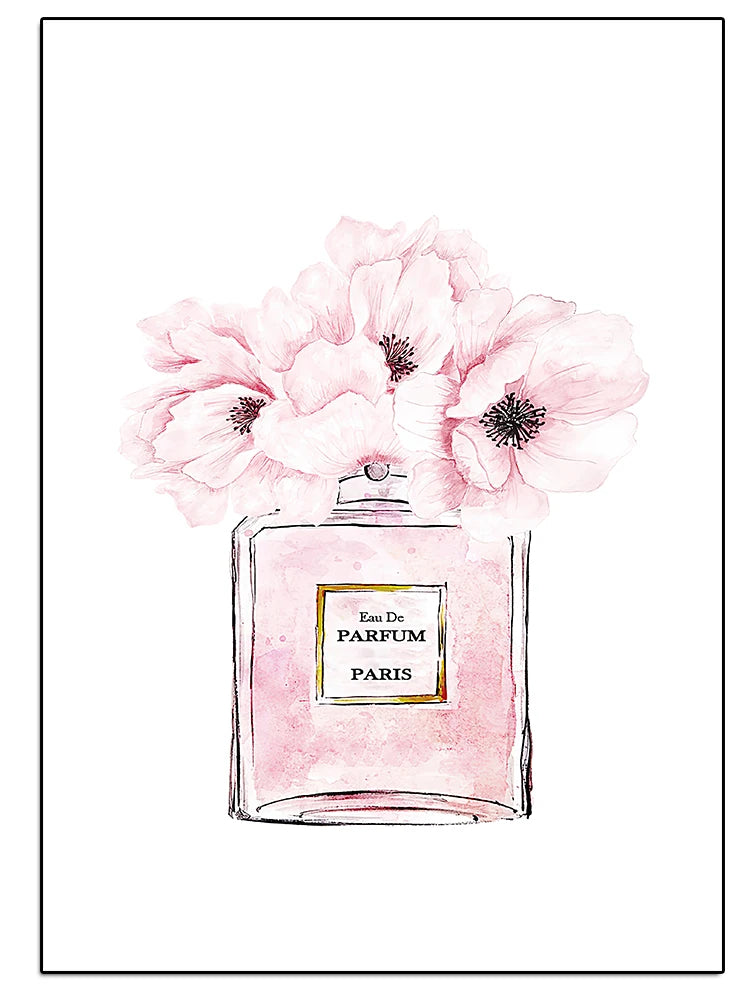 Modern Coco Perfume Canvas Wall Art for Girls