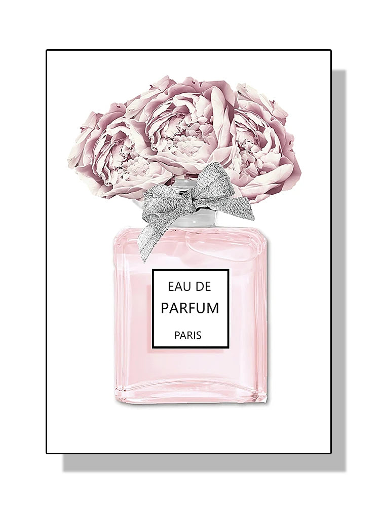 Modern Coco Perfume Canvas Wall Art for Girls