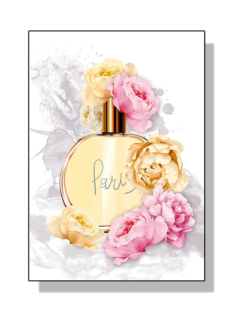 Modern Coco Perfume Canvas Wall Art for Girls