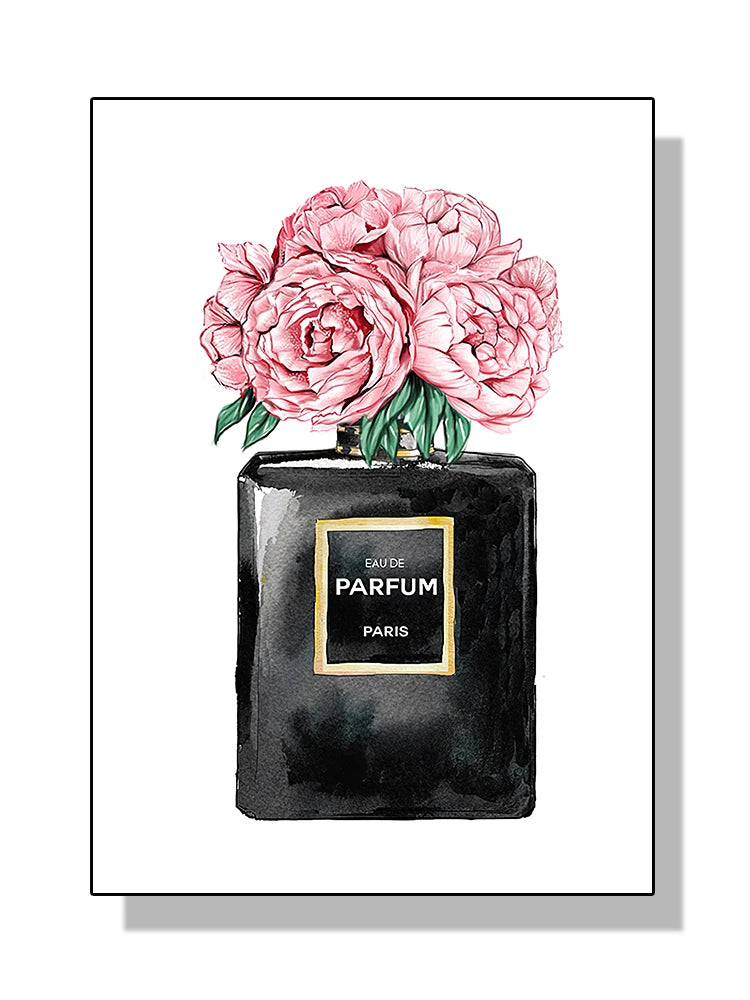 Modern Coco Perfume Canvas Wall Art for Girls