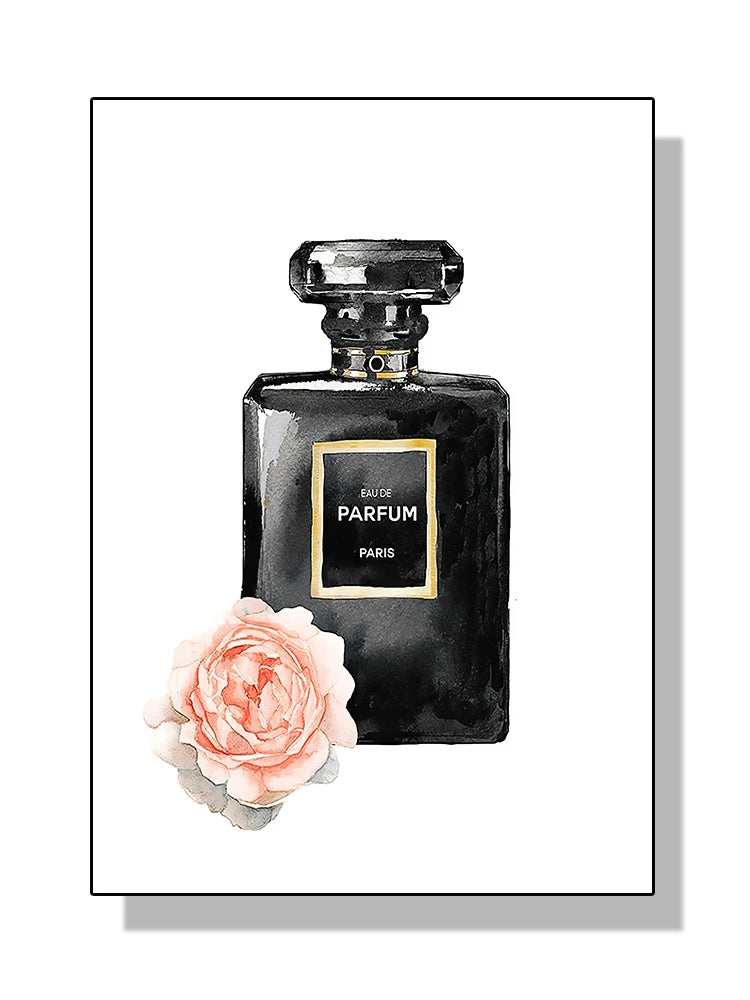 Modern Coco Perfume Canvas Wall Art for Girls