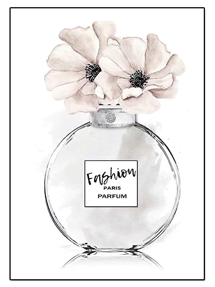 Modern Coco Perfume Canvas Wall Art for Girls