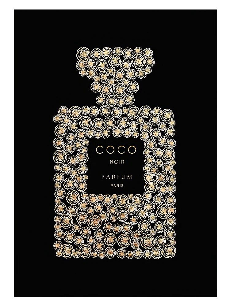 Modern Coco Perfume Canvas Wall Art for Girls