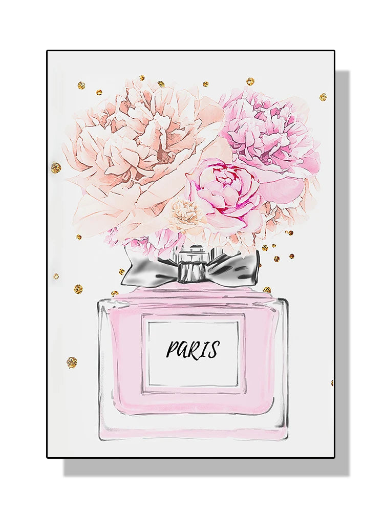 Modern Coco Perfume Canvas Wall Art for Girls