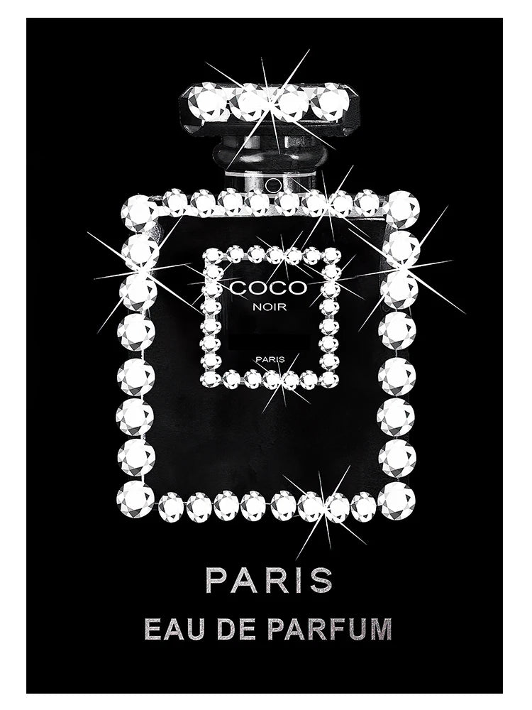 Modern Coco Perfume Canvas Wall Art for Girls