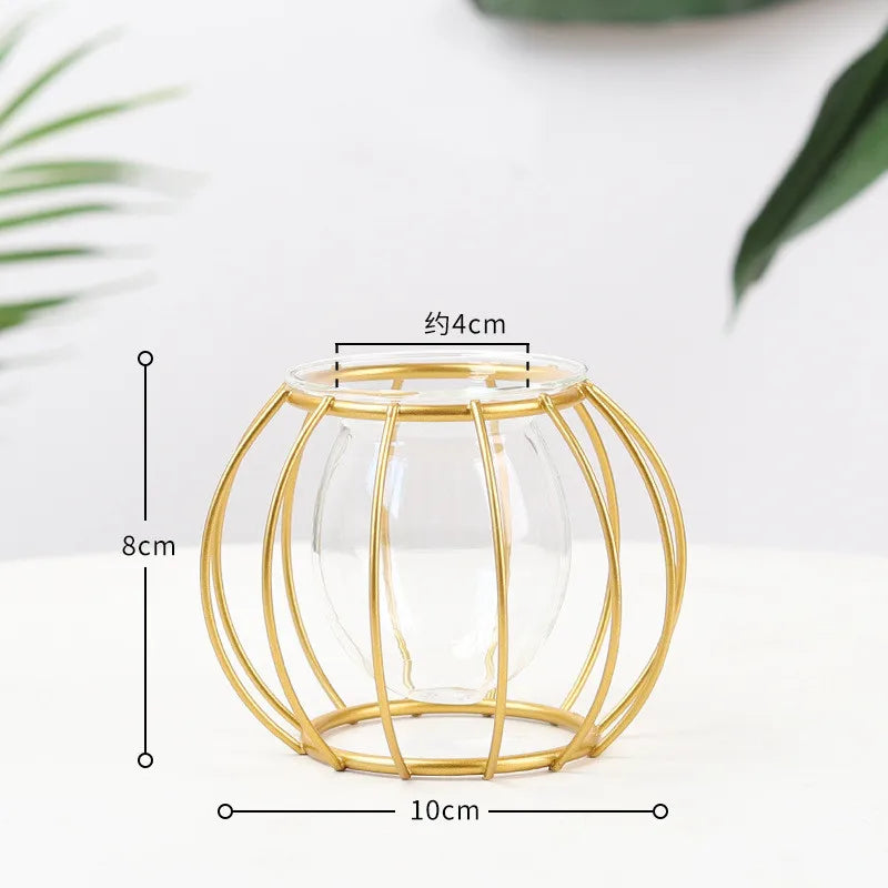 Modern Nordic Golden Glass Vase Home Decor