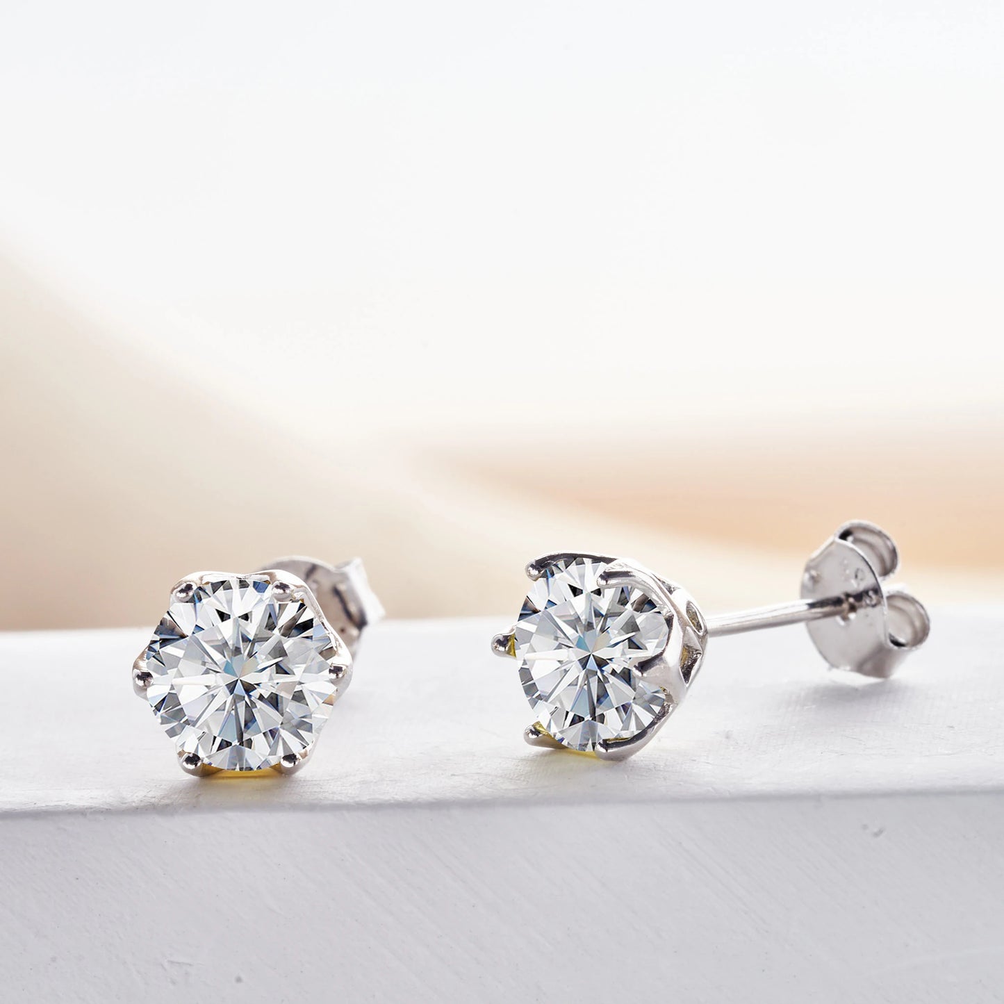 925 Sterling Silver Moissanite Stud Earrings