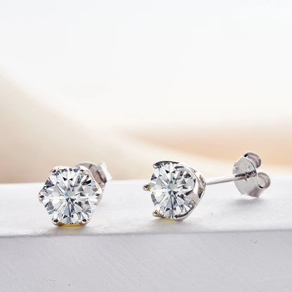 925 Sterling Silver Moissanite Stud Earrings