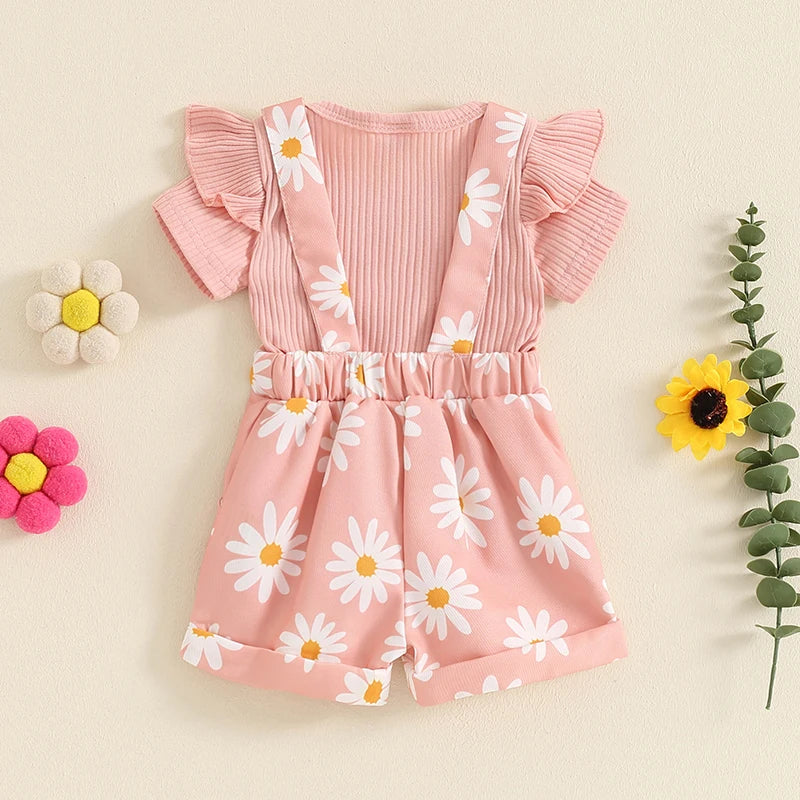 Months Baby Girl Dress Birthday Gift Pink Petal Suspender Coat Set