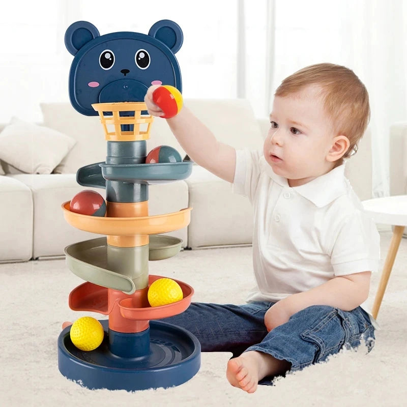 Montessori Rolling Ball Pile Tower Children Educational Toys