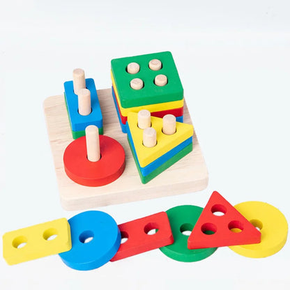 Montessori Wooden Sorting Stacking Toys Puzzle For Toddlers